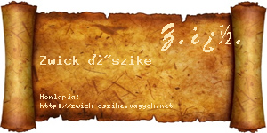Zwick Őszike névjegykártya